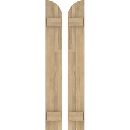 Americraft 2-Board (2 Batten) Wood Joined Board-n-Batten Shutters W/ Arch Top, ARW101BQ207X82UNH